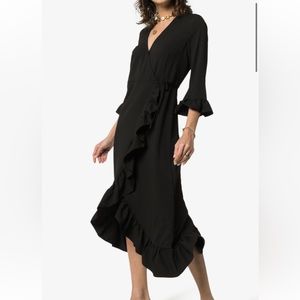 GANNI Clark Ruffle Trim Wrap Dress